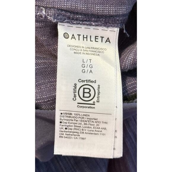Not For Sale Athleta Pant Women Large Tall Blue Retreat Linen High Rise‎ Wide - Picture 8 of 10